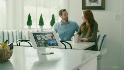 View of a smart device with the ELAN interface showing four camera feeds.