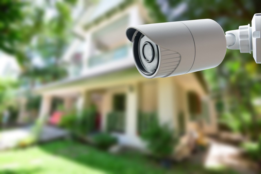 A security camera overviewing the outside of a home